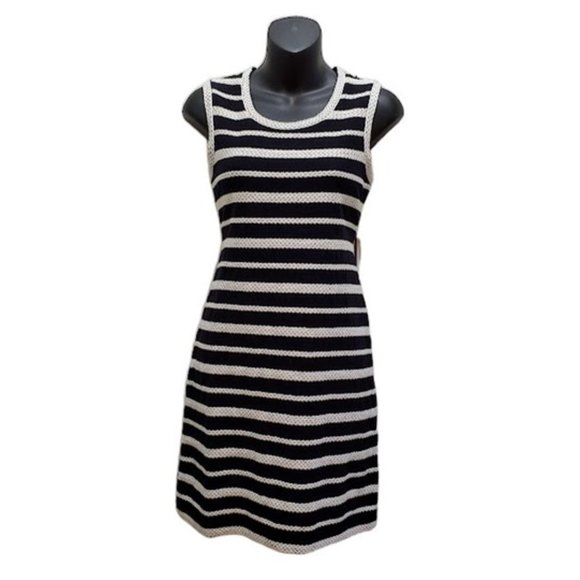 Max Studio Dresses & Skirts - Max Studio Black Sleeveless Comfy Cotton Dress Nautical Braided Stripes Size S